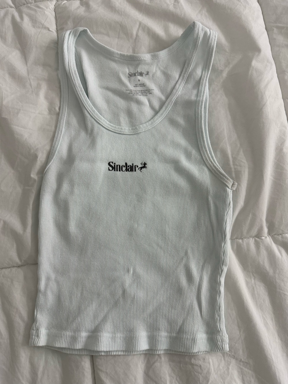 Sinclair White Ribbed Scoop Neck Tank
